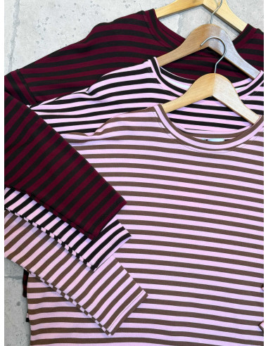 T-shirts rayés Pinch - Du rose et du bordeaux