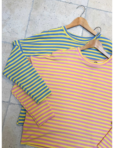 T-shirts rayés Pinch - Jaune avec bleu ou rose